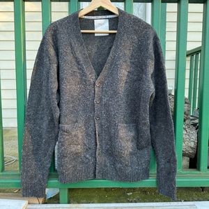 Percival Charcoal Merino Wool Cardigan Medium Men’s